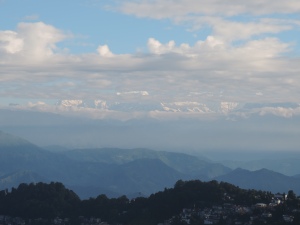 Himalayas as we are leaving Darjeeling